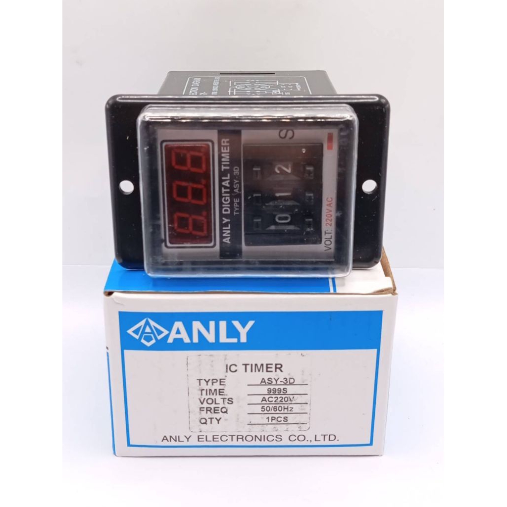 ASY-3D AC 220โวลต์2NO +แถมซ๊อกเก็ต 2NC 999วินาที 999SecหลักจอแสดงผลTimer RElay ออกบิลได้