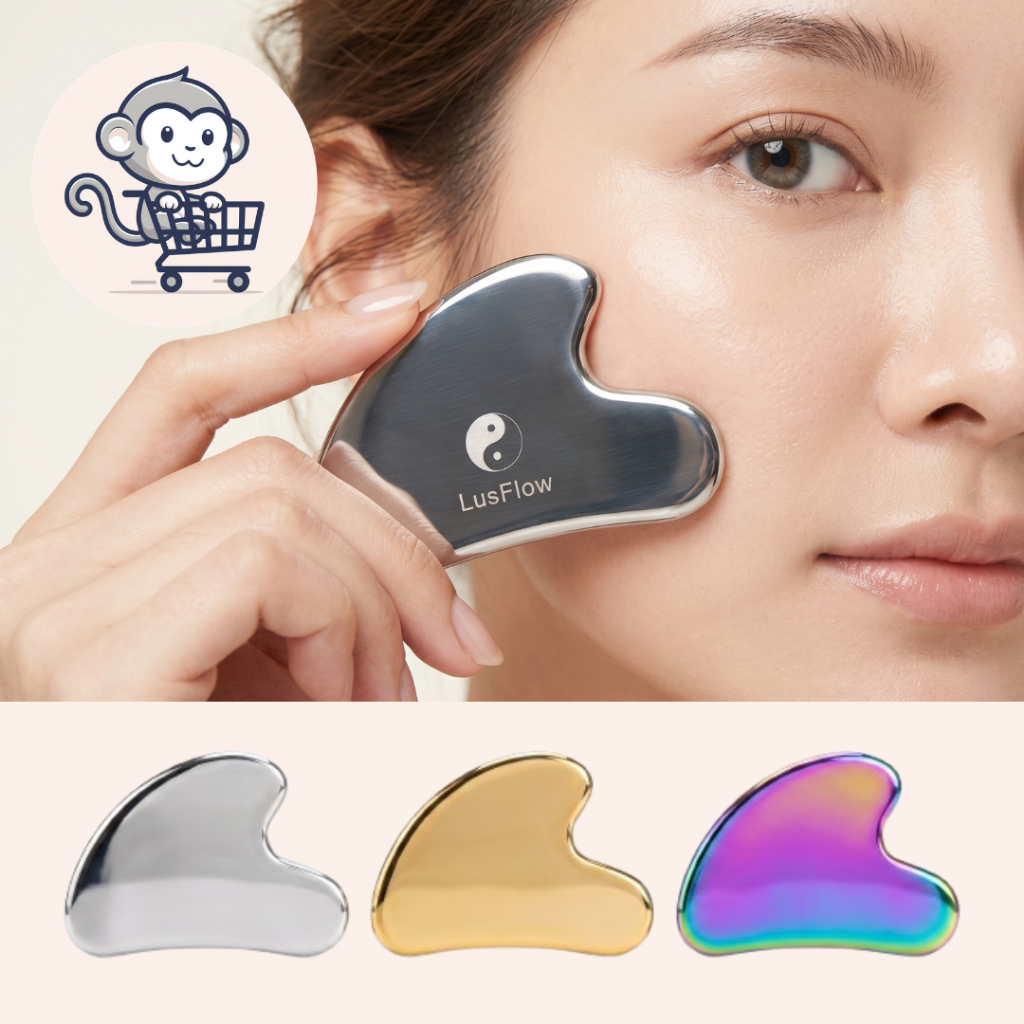 ที่นวดหน้ากัวซา (Guasha) แผ่นกัวซาสแตนเลส สไตล์มินิมอล การนวดหน้าและการรักษาให้ผิวกระชับ