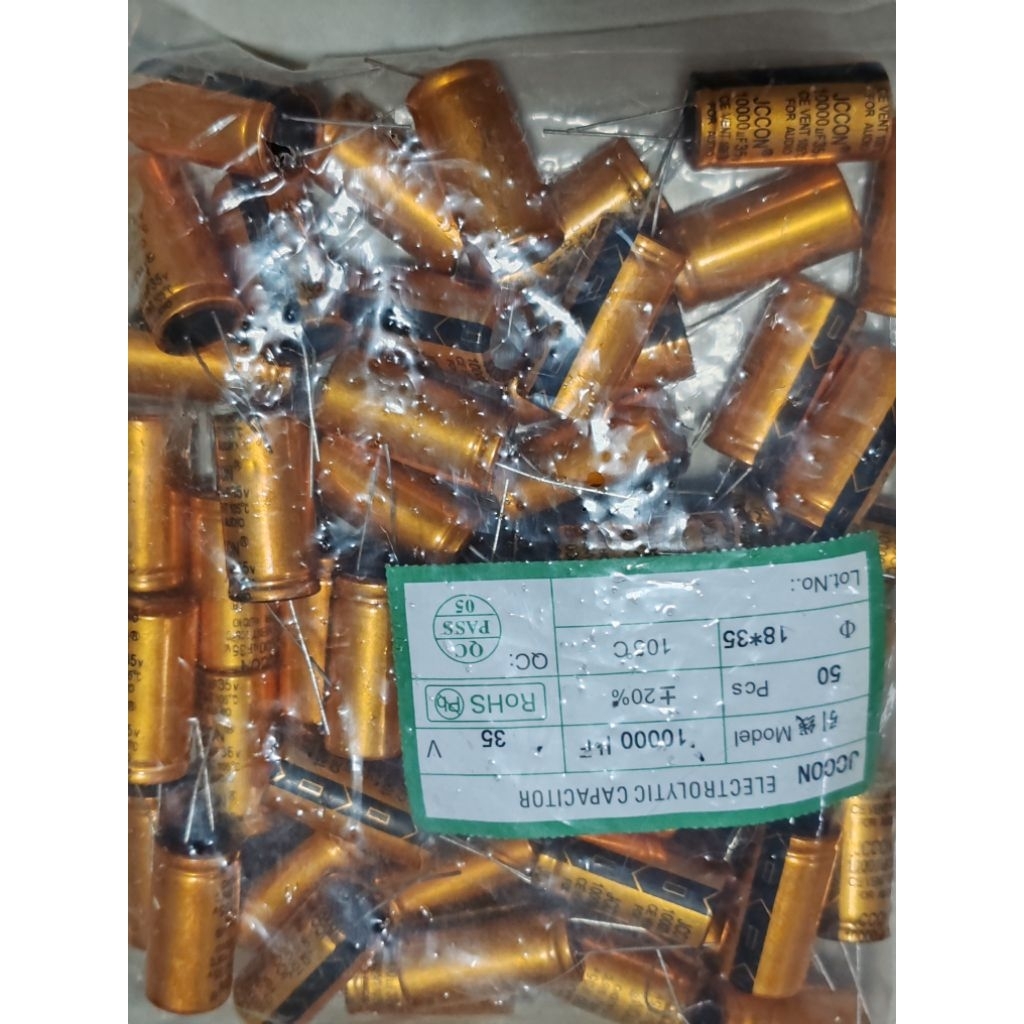 JCCON  ราคา1ชิ้น​ คาปาซิ​เตอร์​ 35v 50v​ 4700uf  10000uf   คาปาซิเตอร์​ใช้สำหรับโมแอมจิ๋ว