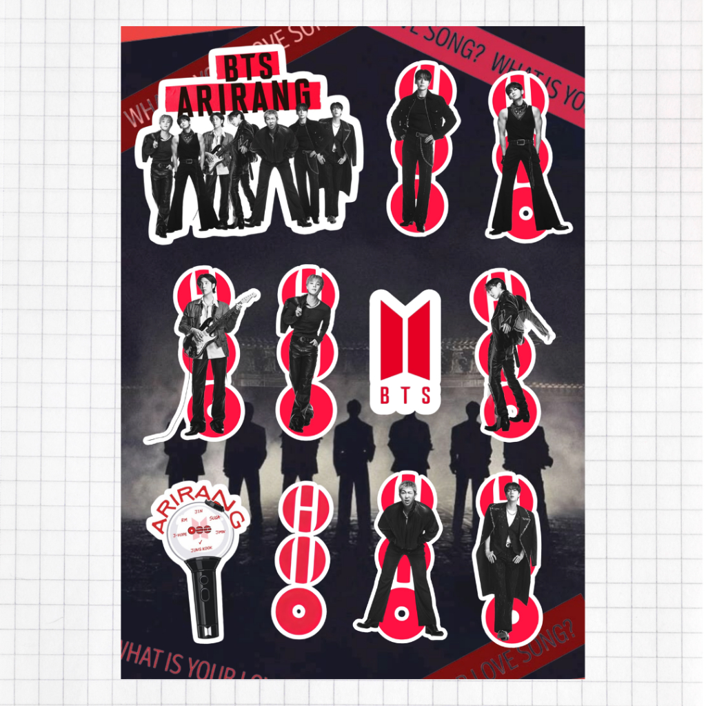 สติ๊กเกอร์บีทีเอส [Fan Made]_ Sticker BTS Ver.1_ Arirang Alblum_สติ๊กเกอร์ไดคัท กันน้ำ ขนาด A6