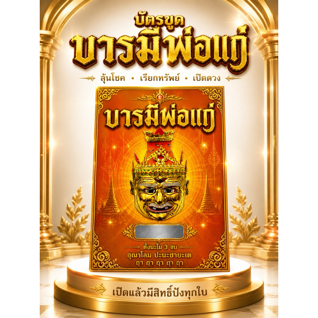 บัตรขูดบารมีพ่อแก่ มหาเฮงเลข 4 หลัก 10 ใบ