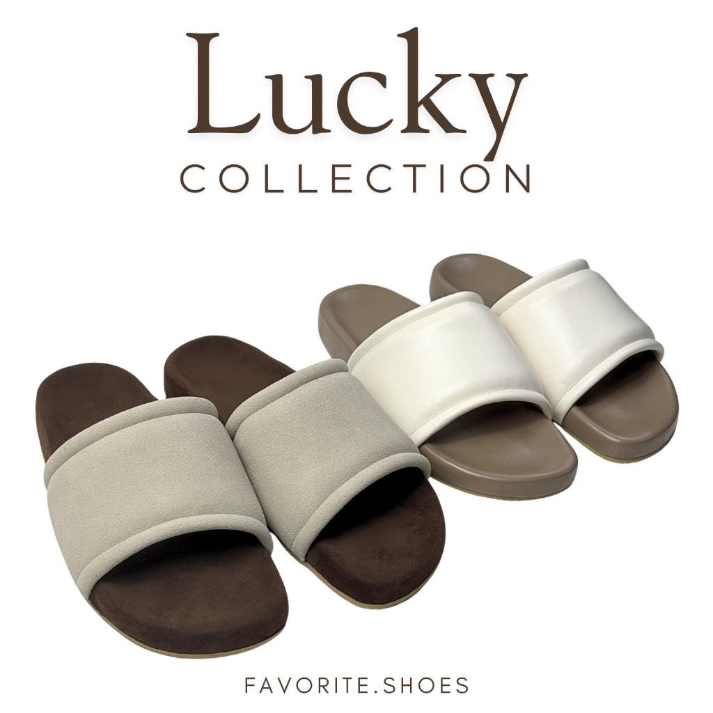 Favorite.shoes (21) รุ่น Lucky รองเท้าแตะแบบสวม ดีไซน์มินิมอล หน้าเท้ามีเนื้อ +1 ไซส์ค่า