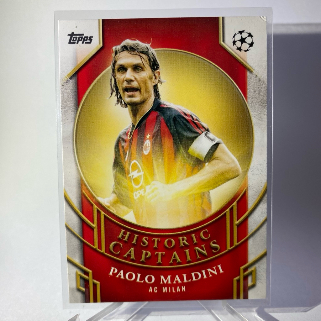 การ์ดนักฟุตบอล PAOLO MALDINI, AC MILAN, HISTORIC CAPTAINS, TOPPS 2025, HC-1, (ตำหนิมุมบนขวา)