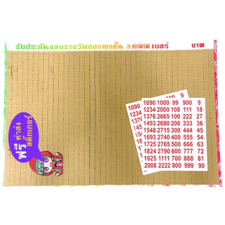 ฉลากเบอร์จับ(3200เลข)จับชุด4ใบ5ใบ7ใบ10ใบเบอร์ต่อถุง แถมสติ๊กเกอร์ติดรางวัล ส่งฟรี