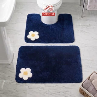 EXPRESS CARPET พรมห้องน้ำ2ชิ้น 45x70cm+ตัวU50x60cm พรมเช็ดเท้า+พรมชักโครก มีกันลื่น ซักได้