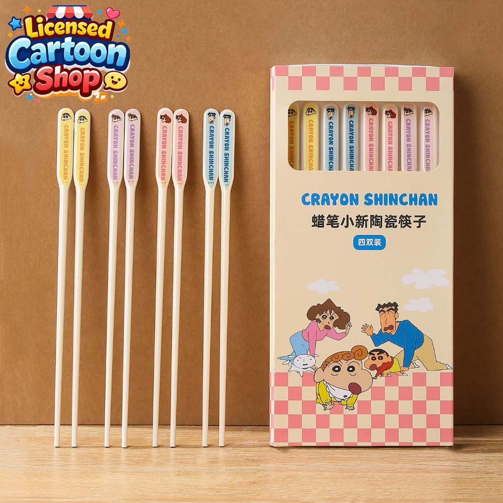 【ลิขสิทธิ์แท้】Crayon Shinchan ตะเกียบเซรามิค 4คู่/ชุด  น่ารัก สะอาด ไม่เกาะคราบมัน เหมาะให้ของขวัญ
