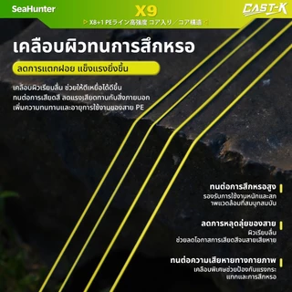 SeaHunter Cast-K PE X9 เส้น PE สายจมน้ำ 9 Strand PE ถัก 8 +1 ยาว150M/300M สายเบ็ดจม ความหนาแน่นสูง เนื้อเส้นเรียบแน่น