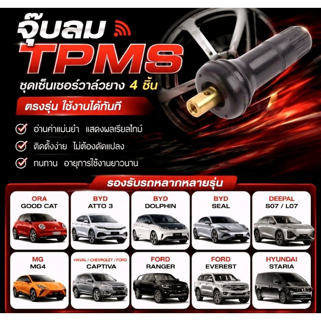 จุ๊บลม 4 ชิ้นใช้กับ goodcat/atto3/dolphin/Deepal/mg4/Haval/captiva/ranger/Everest/seal