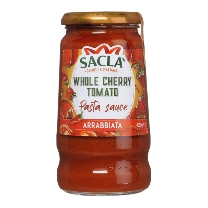 ซอสพาสต้าอาราเบียต้า(สูตรเผ็ด) 420กรัม ตราซาคล่า - Arrabbiata Pasta Sauce with Whole Cherry tomato 420g Sacla brand