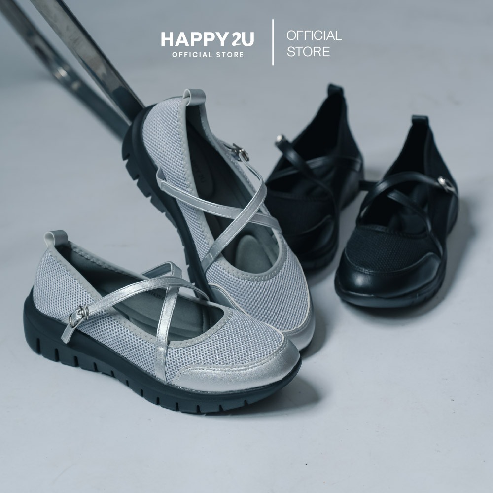 HAPPY2U Kross Lite Foam Bliss รองเท้าแมรี่เจนสนีกเกอร์ รองเท้าบัลเล่ต์ ทรงสปอร์ต