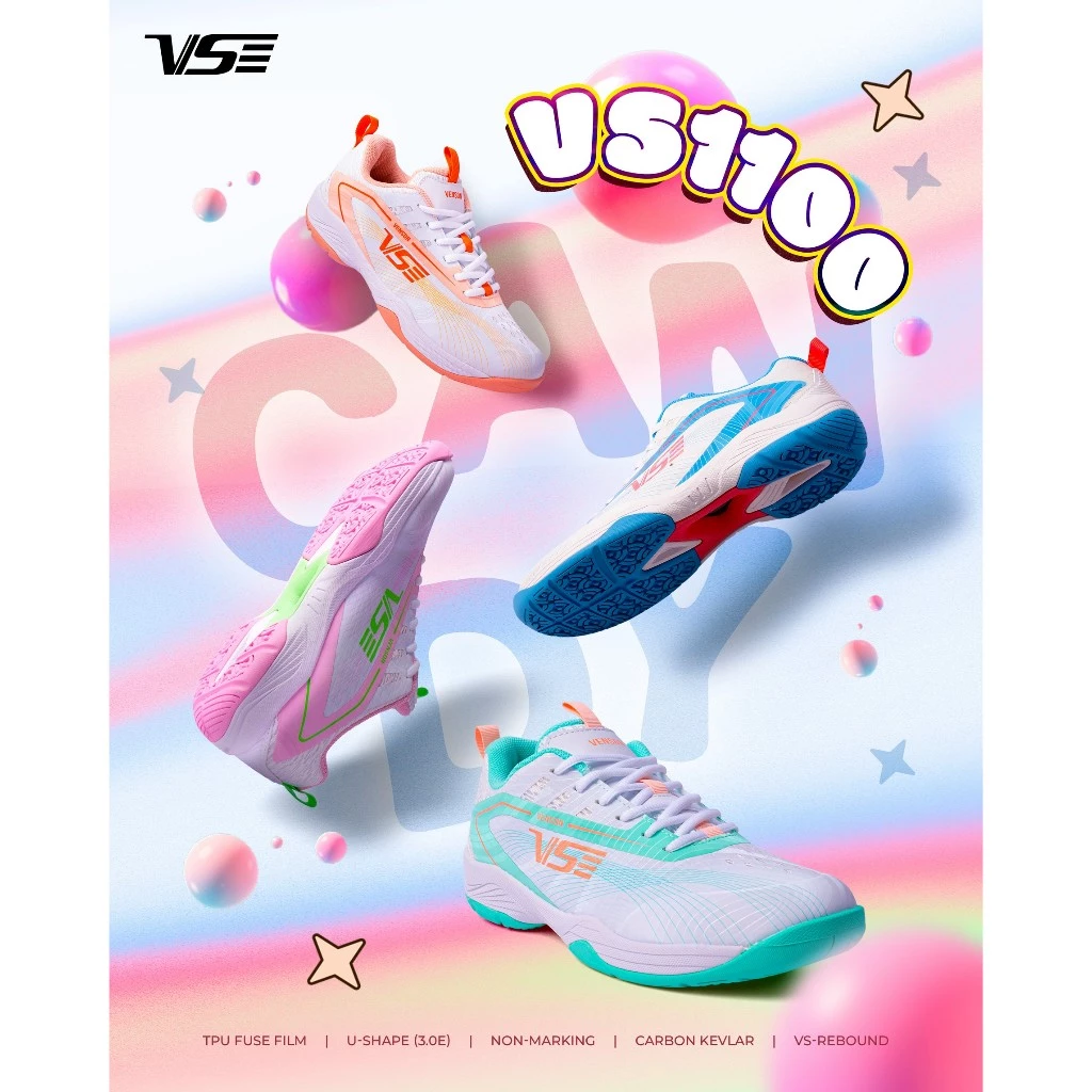 VS รองเท้ากีฬาแบดมินตัน รุ่น VS1100 Candy หน้ากว้าง (เท้าอูม เพิ่ม 1 ไซส์)