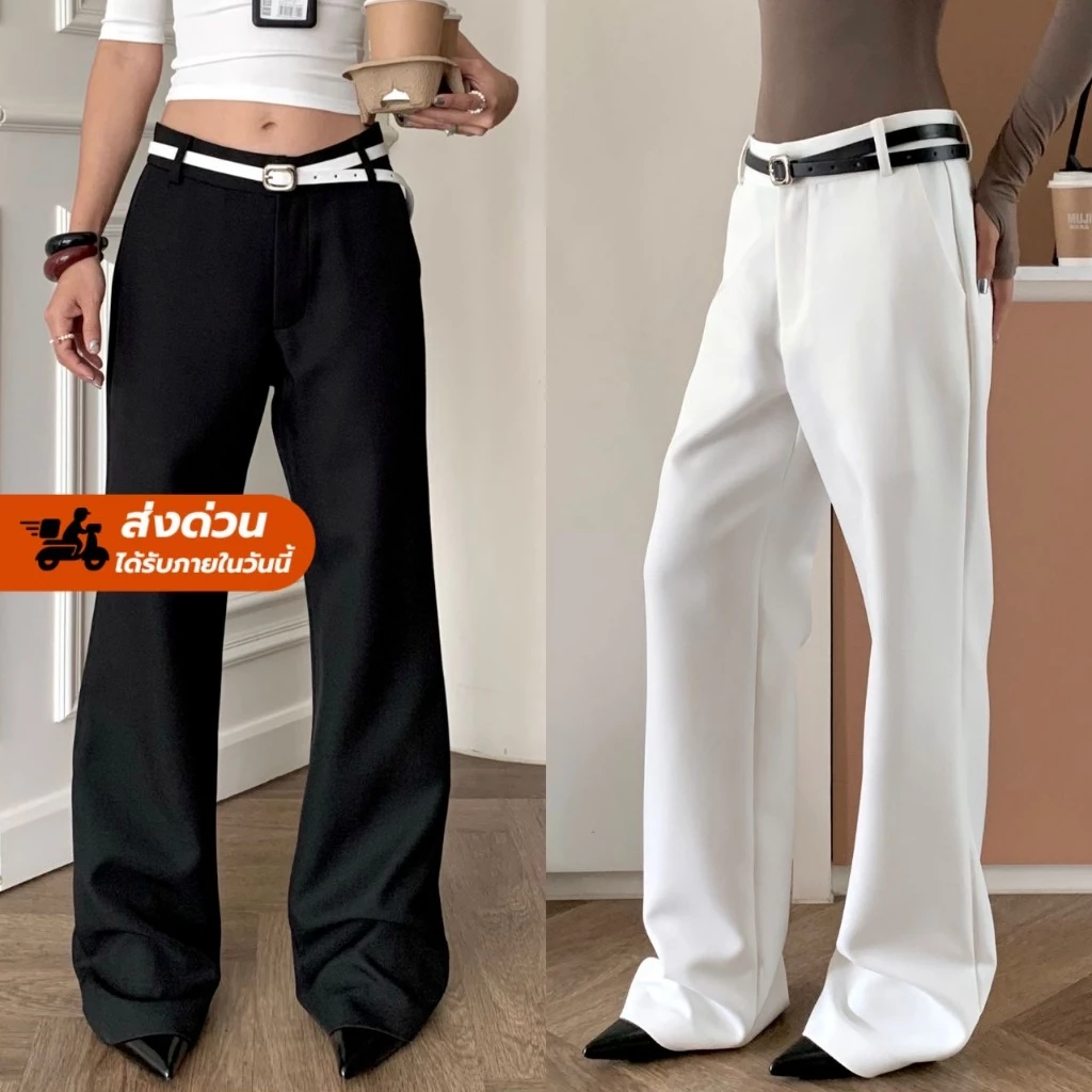 [วัยทำงาน ผ้าดี ทรงเป๊ะ]ลด30%+ร้าน100฿+ส่งด่วนฟรี! Fashionstore-Seren classic trousers-กางเกงขายาว(880)
