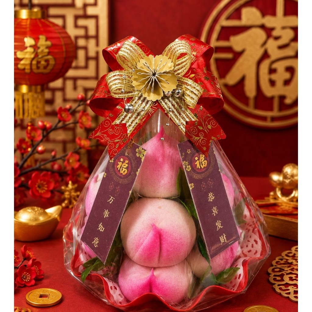 ซิ่วท้อขนมมงคล (จัดถาด) ไหว้เจ้า อวยพรผู้ใหญ่ อร่อยทานได้จริง (จัดส่งแบบเย็นเท่านั้น)