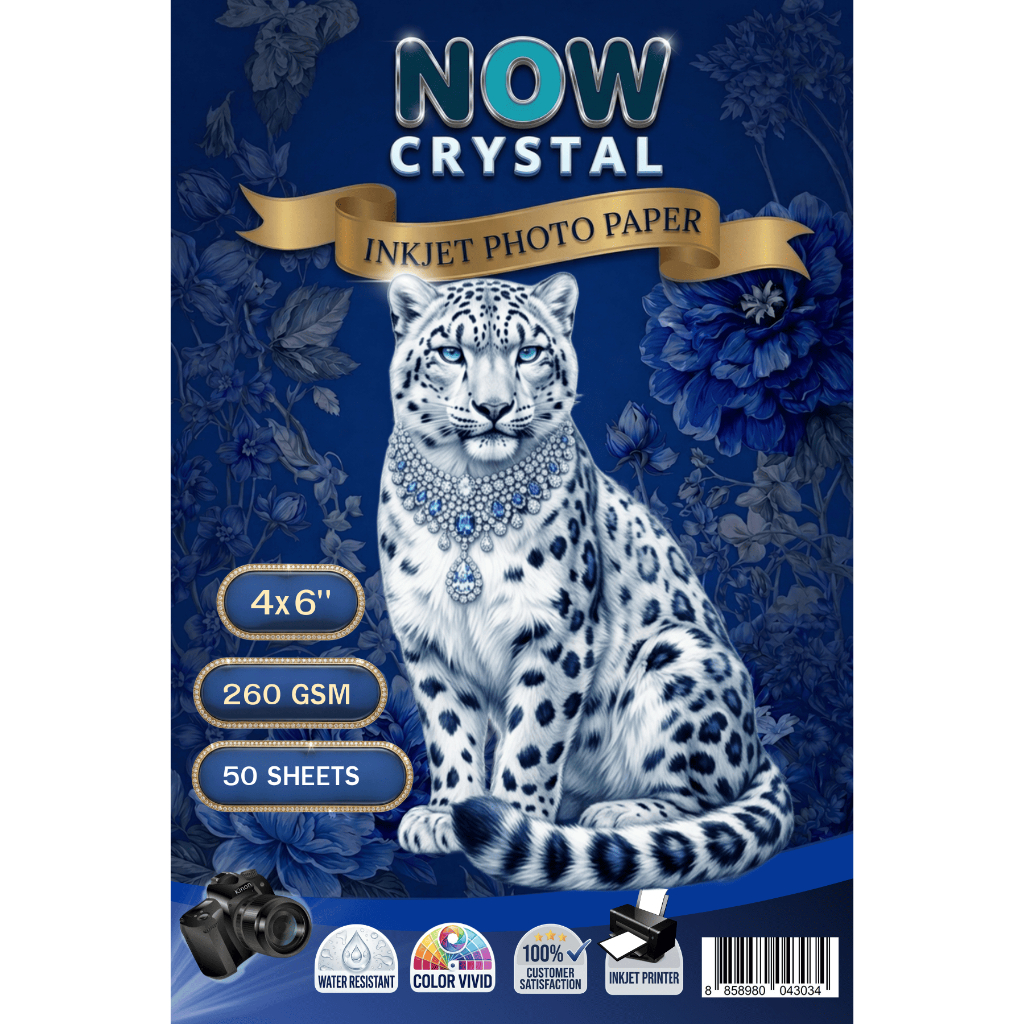 กระดาษโฟโต้ NOW Crystal ขนาด 4x6 นิ้ว หนา 260g บรรจุ 50 แผ่น เนื้อกระดาษขาวเหมือนร้านถ่ายรูป สำหรับเครื่องปริ้นอิงค์เจ็ท