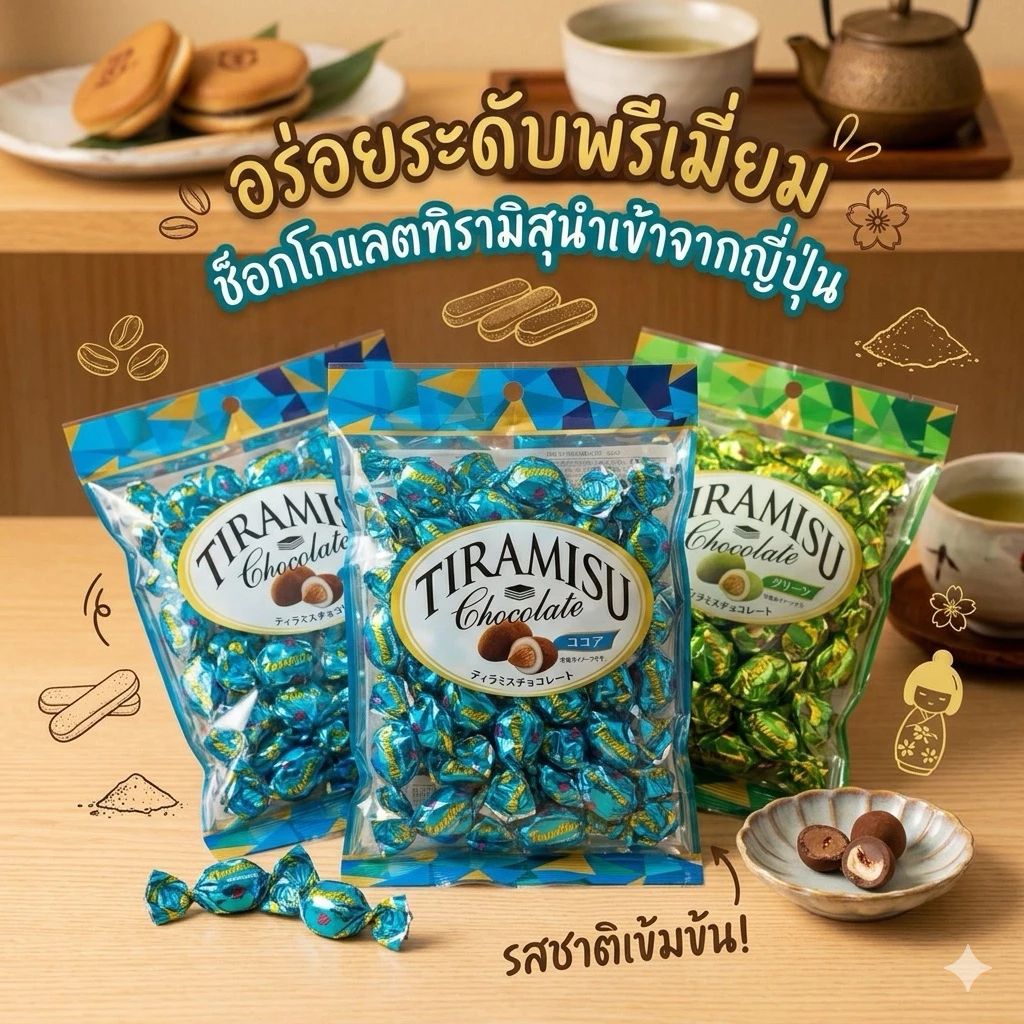 ‼️นำเข้าจากญี่ปุ่น‼️ของใหม่พึ่งถึงไทย👍🏻 Tiramisu Chocolate อัลมอนด์กรุบกรอบ เคลือบด้วยช็อกโกแลตทีรามิสุ หอมหวาน อร่อย