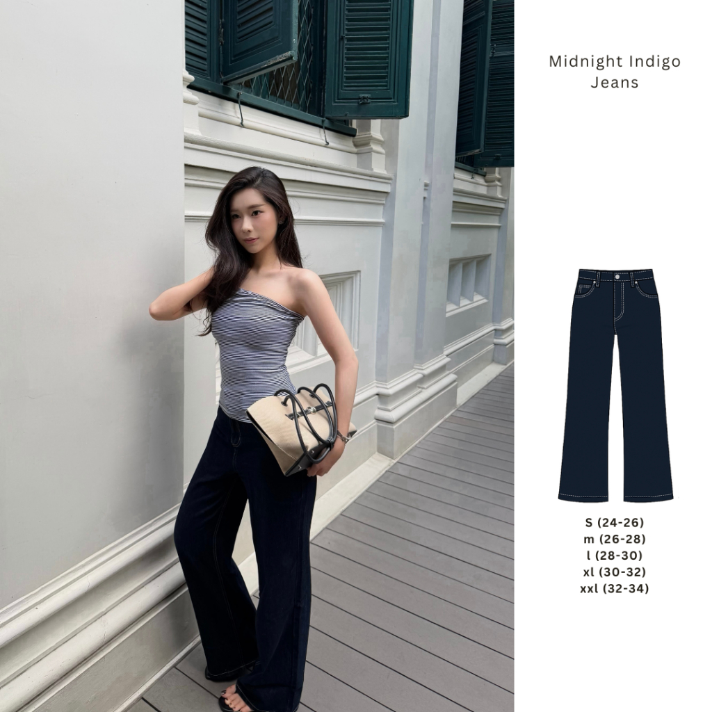 Arka.bkk Signature Washed Relaxed Straight Jeans Midnight Indigo ขากระบอกกลาง (S-2XL)