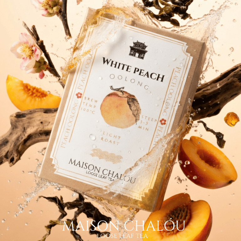 ชาพีช อู่หลง Premium Peach Oolong Tea ชาผลไม้ พรีเมียม กลิ่นพีชหอม ชงร้อนหรือเย็น 100g