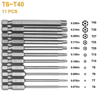 Torx ชุดดอกสว่านกลวง 100mm T6-T40 ชุดดอกไขควงหกแฉกแบบทอร์กซ์