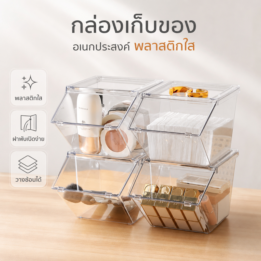 【ซื้อ 7 แถม 5 】กล่องเก็บของใส กล่องใส่ลูกอม กล่องใส่ซองกาแฟ กล่องเก็บถุงชา กล่องเก็บแคปซูลกาแฟ กล่องอะคริลิคใส ประหยัดพื