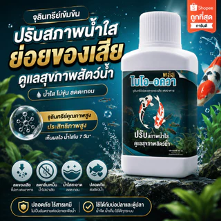 จุลินทรีย์ปรับสภาพน้ำใส Bio Aqua Plus (250ml) ลดขี้ปลา กำจัดของเสีย ลดแอมโมเนีย และตะไคร่น้ำ สูตรน้ำเข้มข้น