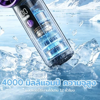 พัดลมพกพา แบต 4000mAh ความเร็วสูง 100 ระดับ พัดลมมือถือ USB ปรับได้ ทำงานเงียบ เทอร์โบบานเบอร์ ลมแรง พกพาง่าย คล้องมือ