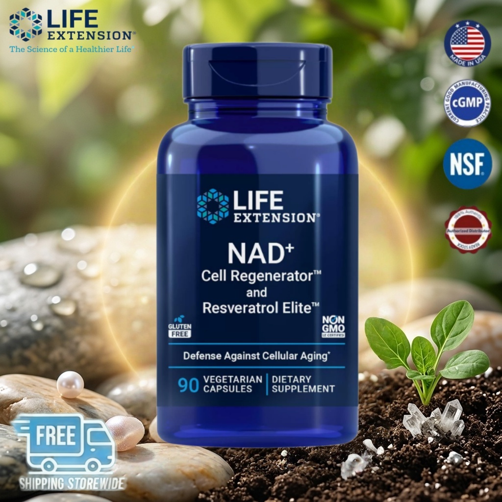 Life Extension NAD+ Resveratrol cellular metabolism support energy NR quercetin fisetin บำรุงหัวใจ วัย มังสวิรัติ Non-GM