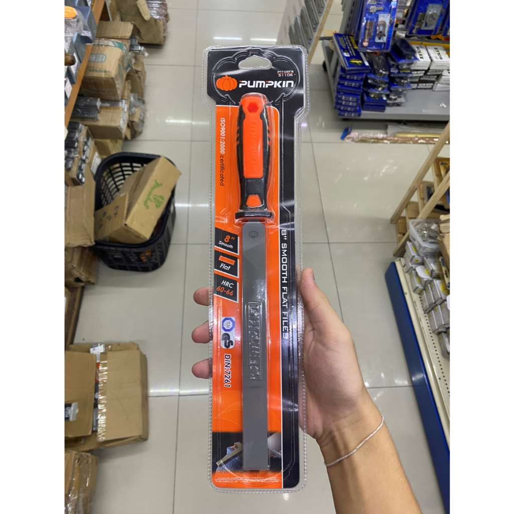 PUMPKIN 51106 ตะไบพร้อมด้าม แบน ละเอียด 8″