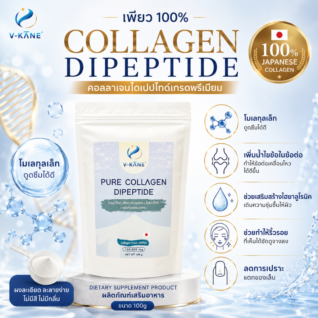 [ลดพิเศษ] [แพ็คคู่] คอลลาเจน ไดเปปไทด์ (500g)และ(100g) (มีช้อน) ผิวชุ่มชื้น ดูดซึมดี