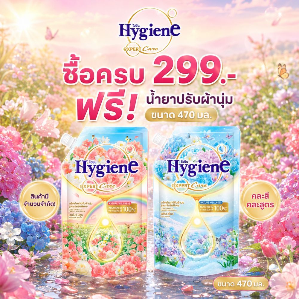 [สินค้าสมนาคุณ ไม่จำหน่าย] ไฮยีน เอ็กซ์เพิร์ทแคร์ ผลิตภัณฑ์ปรับผ้านุ่ม 470 มล. เมื่อซื้อไฮยีน ครบ 299.-