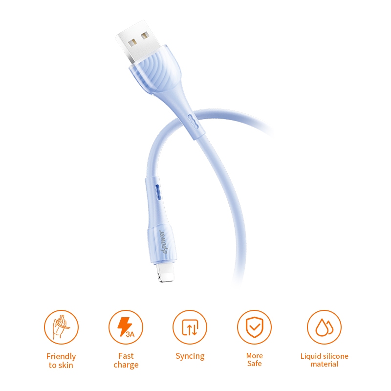 d-power สายชาร์จเร็ว 3A รุ่น CB-X13 สายซิลิโคนนุ่มพิเศษ ทำความสะอาดง่าย ถ่ายโอนข้อมูลได้ ยาว 1 เมตร (Micro/Type-C/IP)