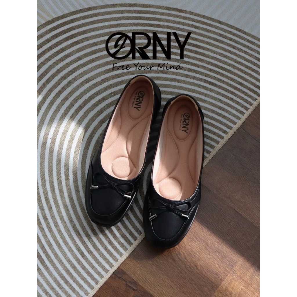 OY2850 รองเท้าคัทชูผู้หญิงORNY รองเท้าเพื่อสุขภาพ พื้นนุ่ม แต่งโบว์ น่ารัก ใส่สบาย