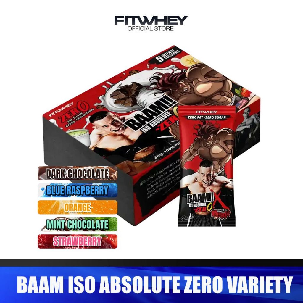 BAAM!! ISO ABSOLUTE ZERO Sachet (x5) VARIETY PACK (5 FLAVORS) | เวย์โปรตีนไอโซเลท พกพาง่าย I FITWHEY