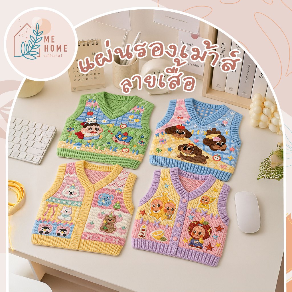 แผ่นรองเม้าส์ลายเสื้อ แผ่นรองเมาส์ลายเสื้อไหมพรม น่ารัก มินิมอล Mouse Pad กันลื่น แผ่นรองเมาส์คอมพิวเตอร์ ลายการ์ตูน