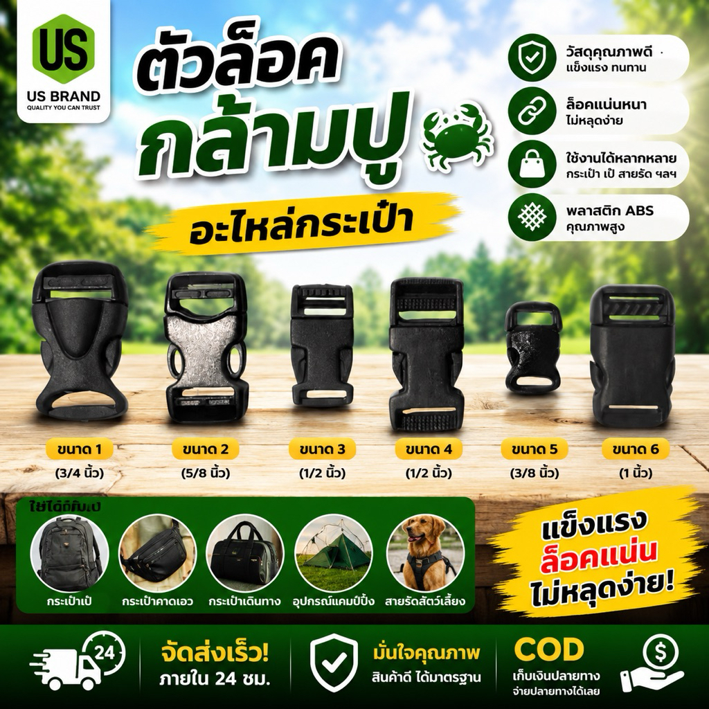 ตัวล็อคกล้ามปู อะไหล่กระเป๋า