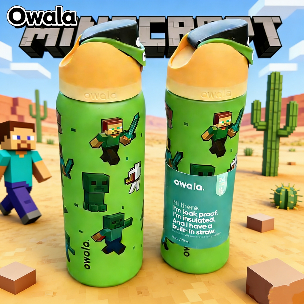 （จัดส่งภายใน 24 ชั่วโมง）ขวด Owala x Minecraft 24oz เอาใจลูกชายสายเกมเมอร์ 16oz/ 24oz/ 32oz