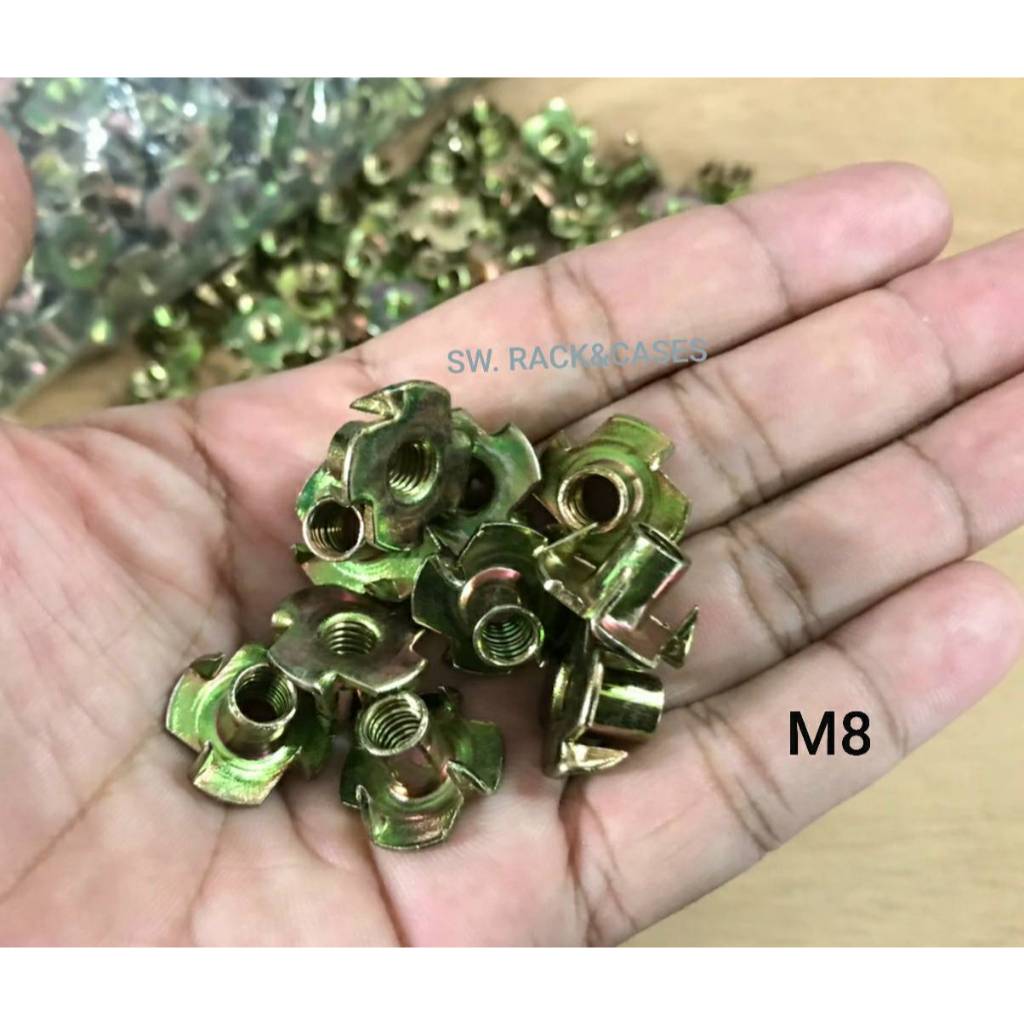 ทีนัด T-NUT M8 เกลียว1.25mm เกลียวเบอร์ 12 น็อตตัวเมียฝัง เหมาะกับงานไม้ ฝังหน้าไม้สำหรับขันน็อต แข็งแรงได้มาตรฐาน