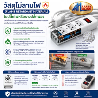 ปลั๊กไฟ 6ที่ Amboss ต่อสาย 3เมตร 5เมตร 10เมตร มาตรฐาน มอก.