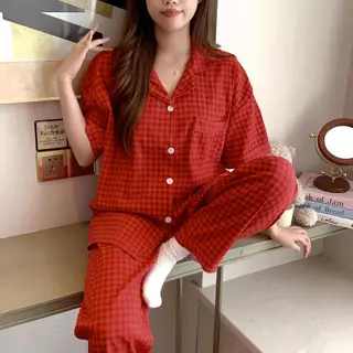(HOT) ชุดนอนผูหญิง แขนสั้นขายาว ผ้าไหมญี่ปุ่น ผ้านุ่มสบาย ใส่สบายตลอดคืน ขนาด L-4XL