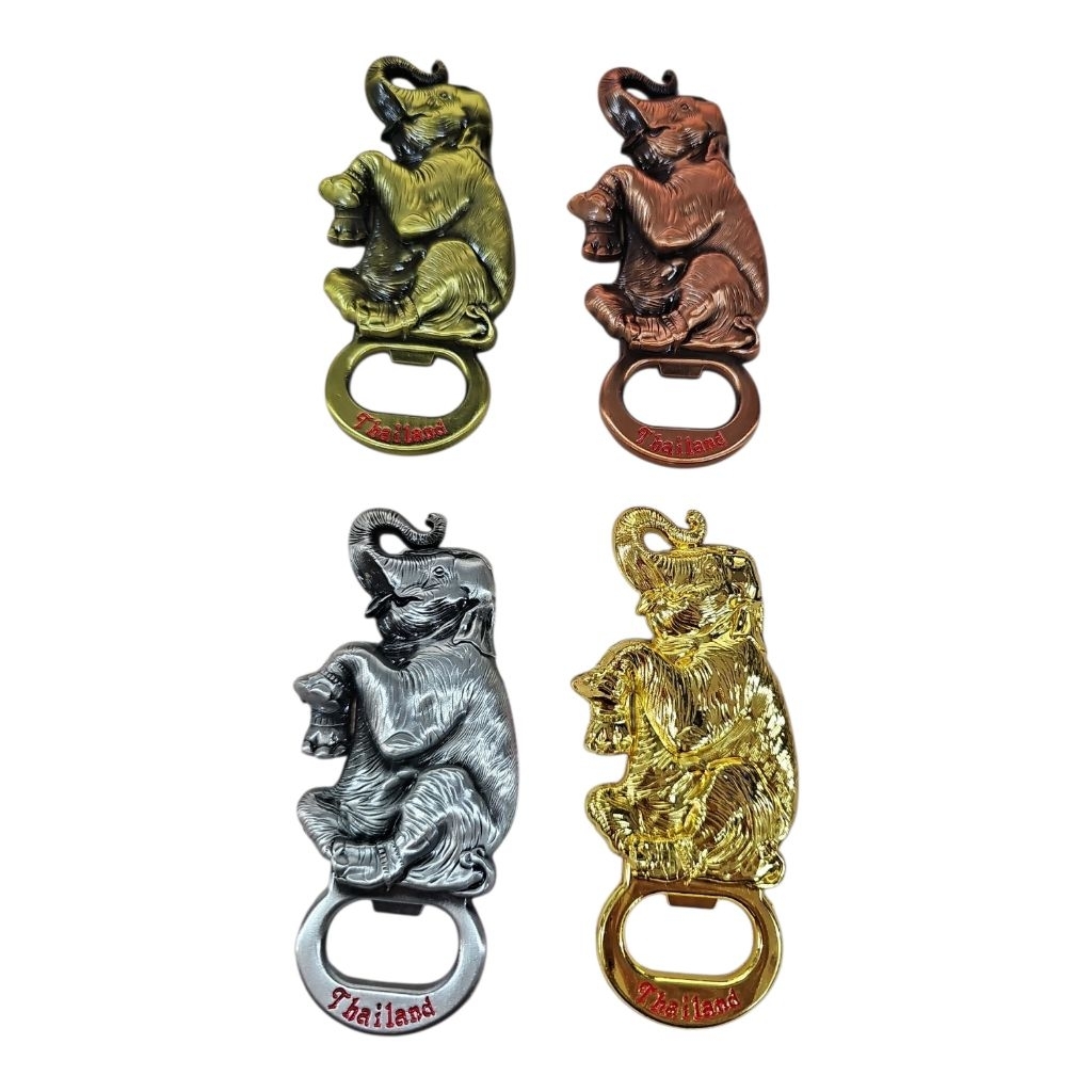 EVที่เปิดขวดแม่เหล็กติดตู้เย็นลายช้างไทย โลหะเงางาม ของฝากประเทศไทย