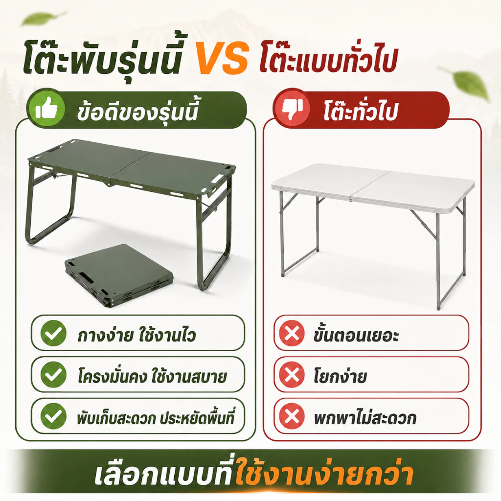 WTHB โต๊ะแคมป์ปิ้งไฮดรอลิก พับได้ พกพาสะดวก พร้อมกระเป๋า thumbnail 4