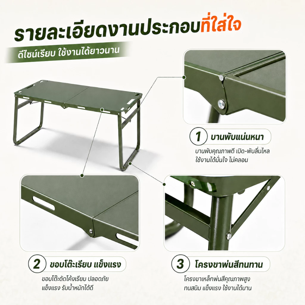 WTHB โต๊ะแคมป์ปิ้งไฮดรอลิก พับได้ พกพาสะดวก พร้อมกระเป๋า thumbnail 8