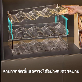 ชั้นวางขวดน้ำ ถ้วยน้ำ โปร่งใส แบบถอดประกอบได้ อเนกประสงค์ วางขวดไวน์ได้ 2 กริด/3 กริด/4 กริด
