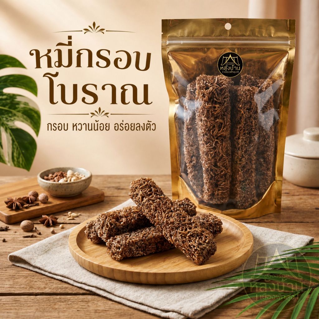 หมี่กรอบโบราณ หวานน้อย กรอบอร่อย รสมะขาม Original และรสกาแฟ ขนมไทยโบราณแบบแท่ง ของว่างทานเล่น ของฝาก กินคู่ชา กาแฟ