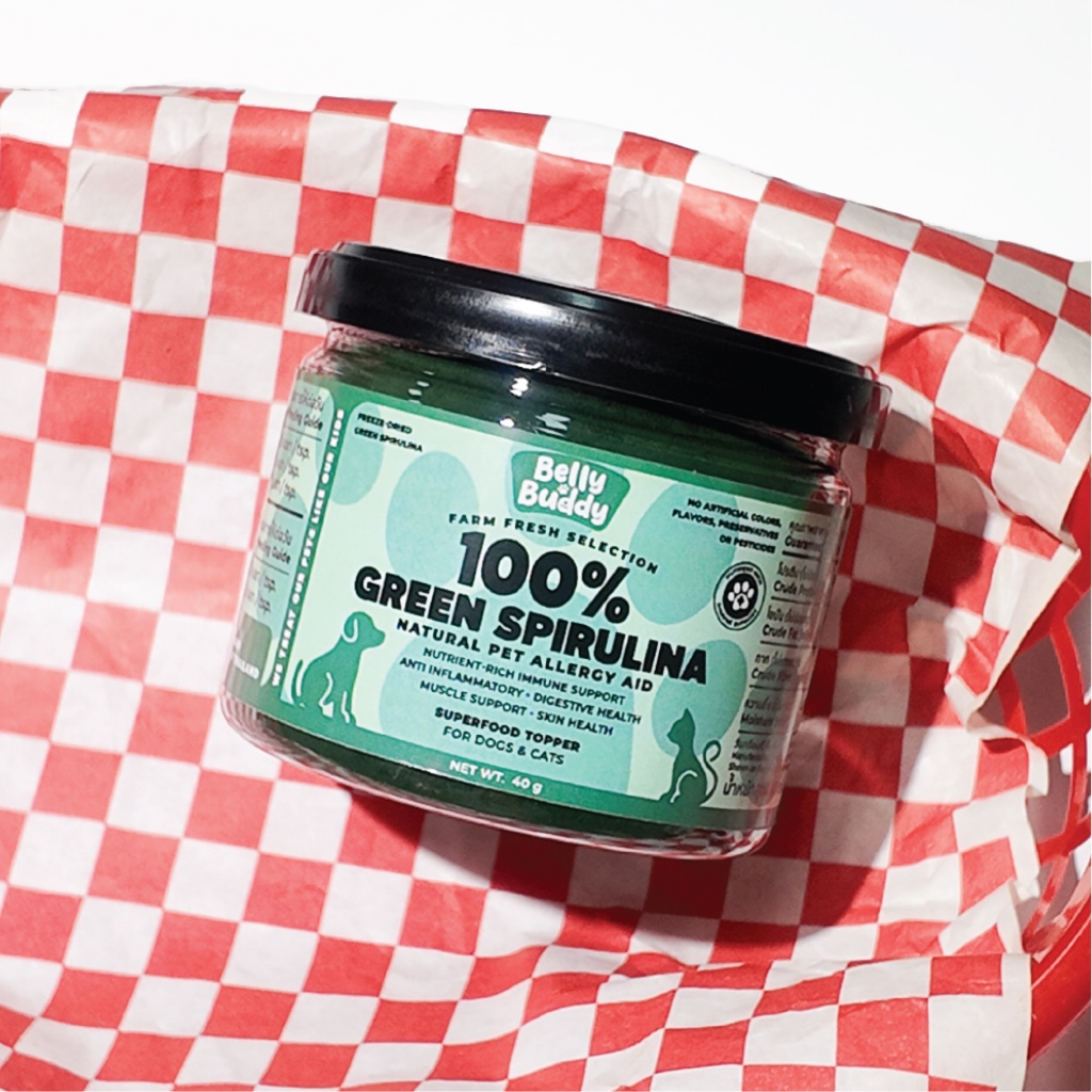 Belly Buddy Green Spirulina สาหร่ายสไปรูลิน่า ขนาด40g สำหรับสัตว์เลี้ยง เสริมสร้างภูมิคุ้มกัน