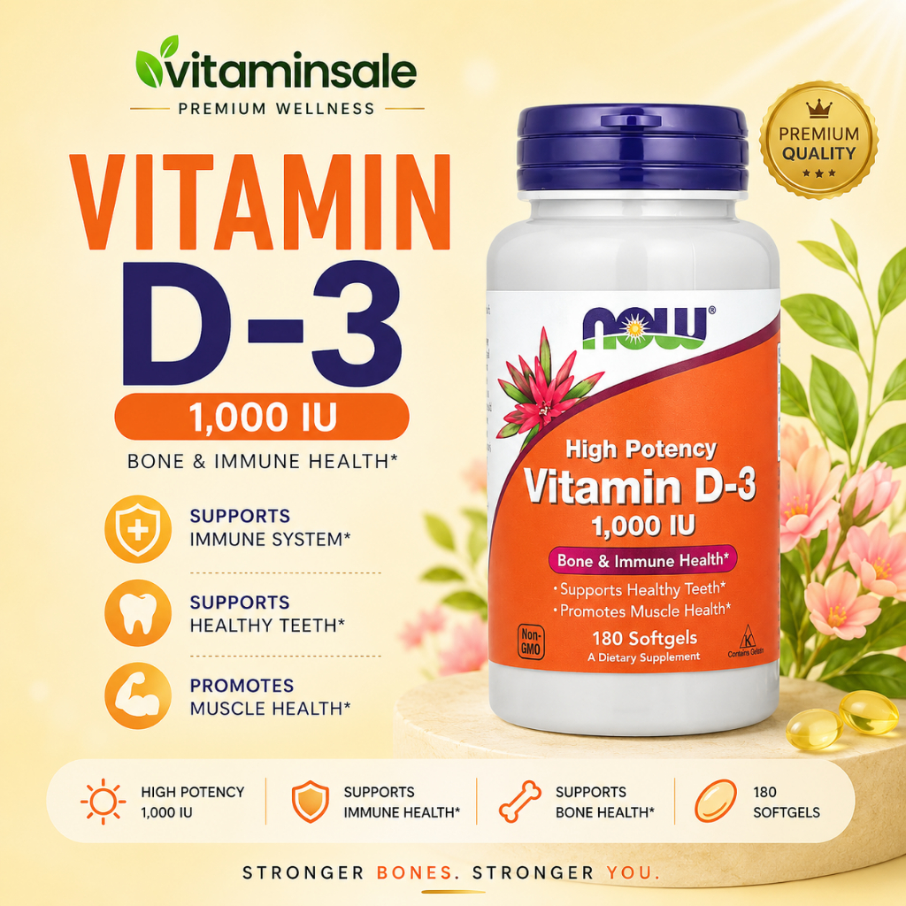 Now Foods, Vitamin D-3, High Potency, 1000 IU, 180 Softgels
