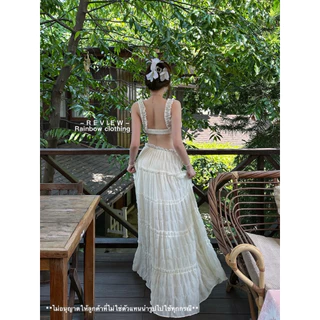 R2D049 เสื้อสายเดี่ยวกระโปรงยาว ป้ายเรนโบว์