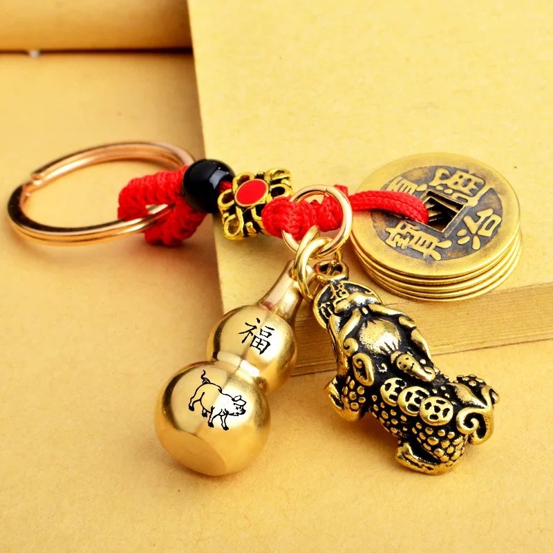 พวงกุญแจมงคล นักษัตร 12 ราศี [ปี่เซียะ+น้ำเต้า] (แถมฟรีทรายแดง)