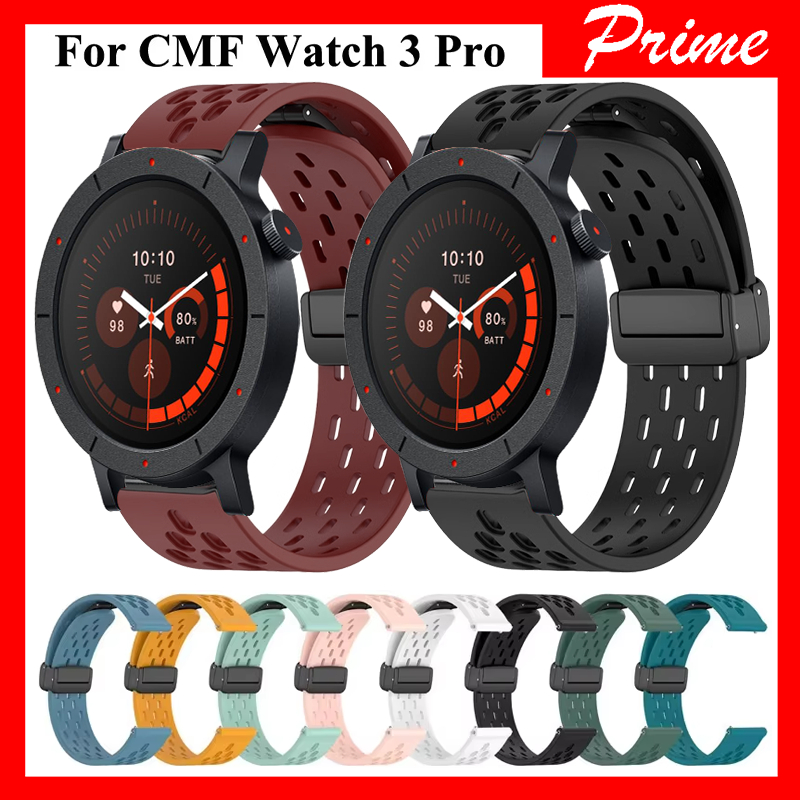 สายรัดแม่เหล็ก 22 มม. สำหรับนาฬิกา CMF Pro 3 สายรัดซิลิโคนหายใจสำหรับนาฬิกา CMF Pro 2/1 สายรัดข้อมือ