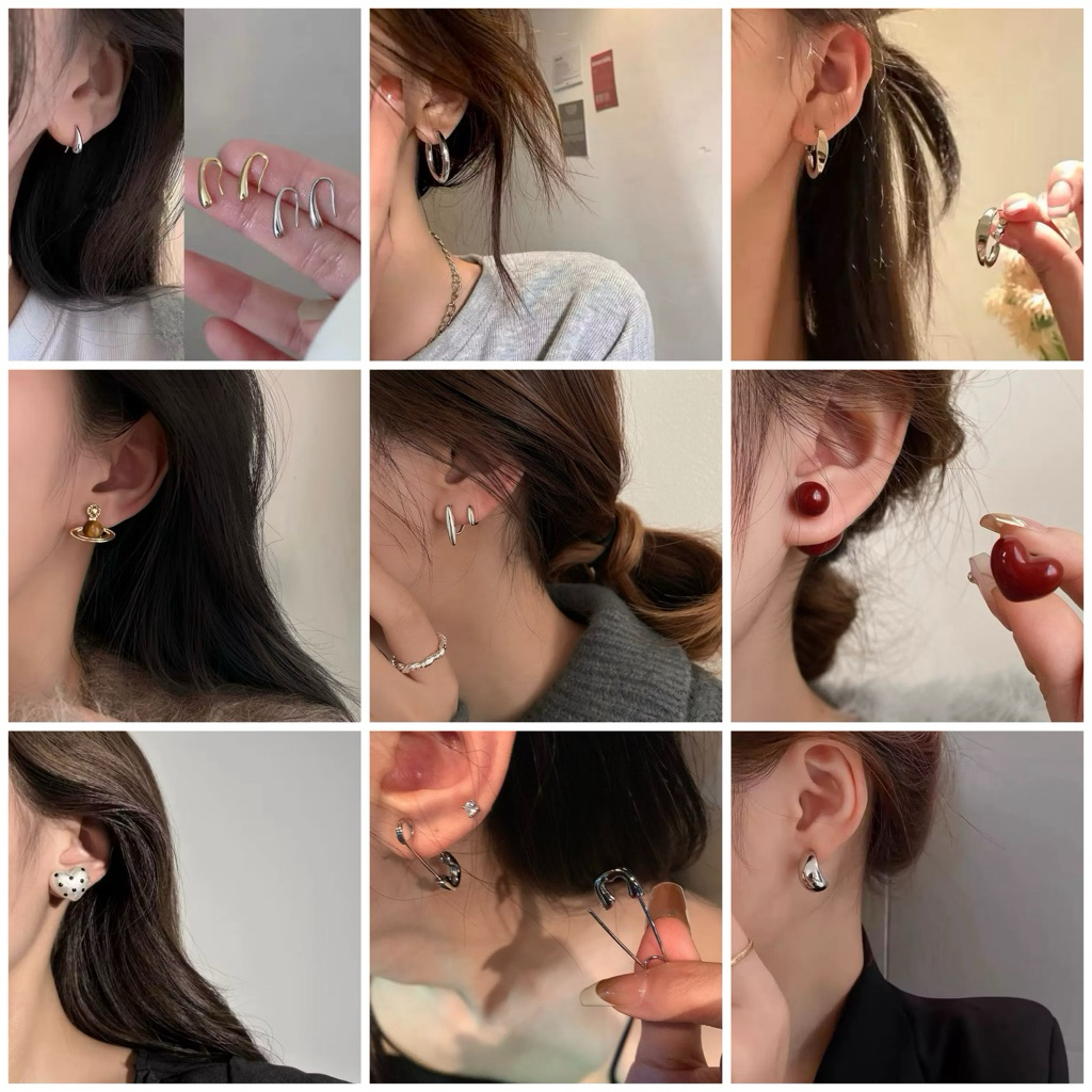 ต่างหูพรีเมียม เรียบง่ายระดับไฮเอนด์ต่างหูบุคลิกภาพสไตล์ฮ่องกงย้อนยุคต่างหูหรูหราเบาแฟชั่นแมทช์ง่าย