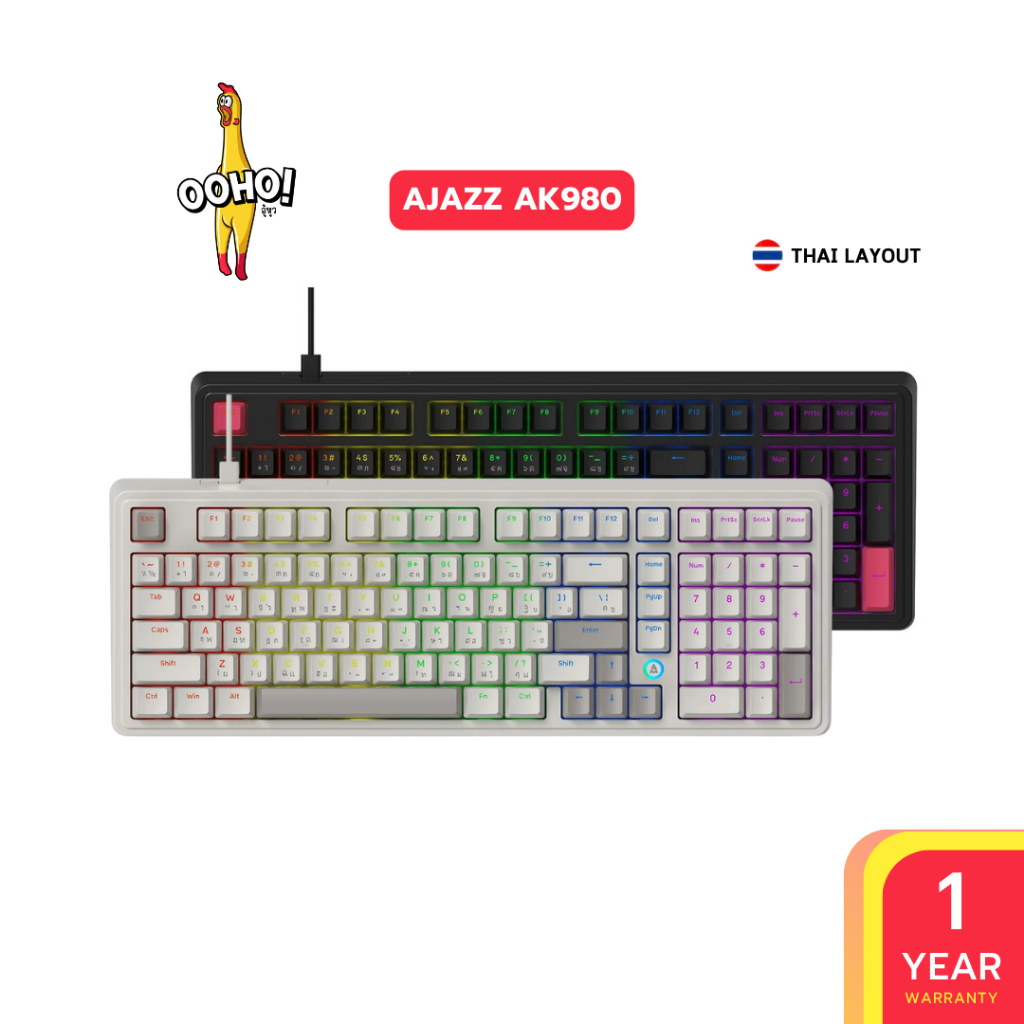 คีย์บอร์ดเกมมิ่ง Ajazz AK980 Wired Mechanical Red Switch Keyboard